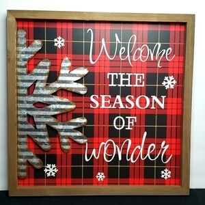 NEW- Buffalo Plaid Holiday Sign 13" Square